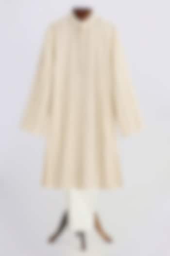 Off-White Lurex Lace Embroidered Kurta Set For Boys by MINIME ORGANICS at Pernia's Pop Up Shop