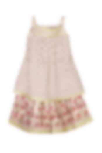Cream Cotton Block Printed Sharara Set For Girls by MINIME ORGANICS at Pernia's Pop Up Shop