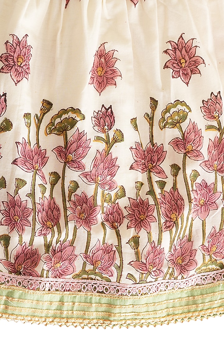 Cream Cotton Block Printed Sharara Set For Girls by MINIME ORGANICS at Pernia's Pop Up Shop