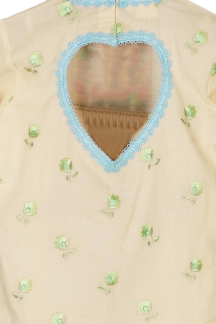 Cream Cotton Printed Kurta Set For Girls by MINIME ORGANICS at Pernia's Pop Up Shop