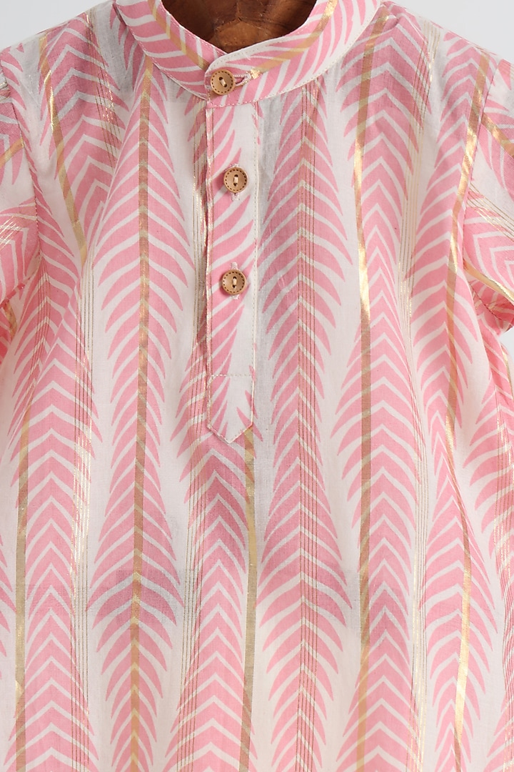 Pink Cotton Kurta Set For Boys by MINIME ORGANICS at Pernia's Pop Up Shop