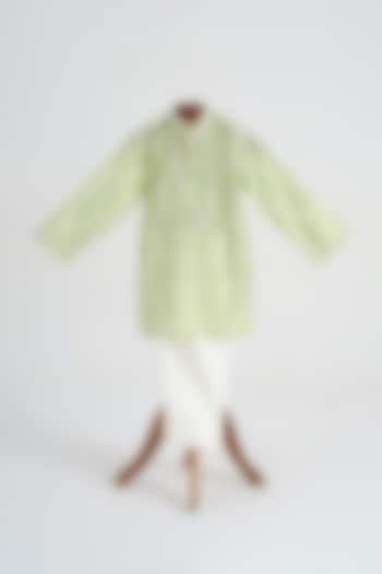 Green Cotton Kurta Set For Boys by MINIME ORGANICS at Pernia's Pop Up Shop
