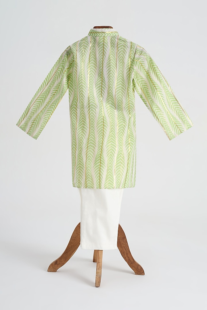 Green Cotton Kurta Set For Boys by MINIME ORGANICS at Pernia's Pop Up Shop