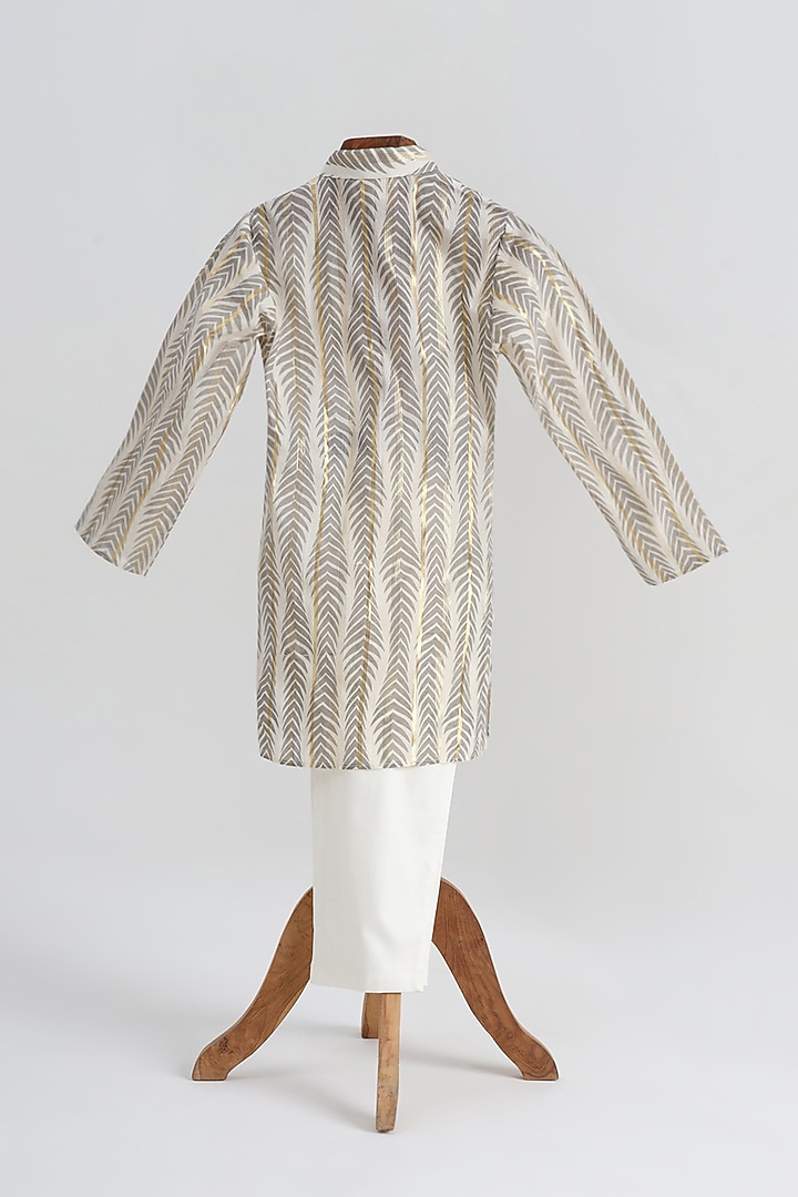 Grey Cotton Kurta Set For Boys by MINIME ORGANICS at Pernia's Pop Up Shop