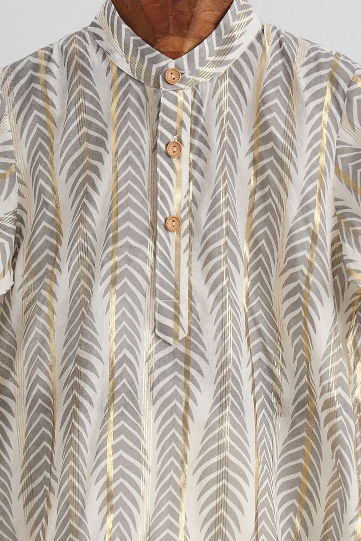Grey Cotton Kurta Set For Boys by MINIME ORGANICS at Pernia's Pop Up Shop