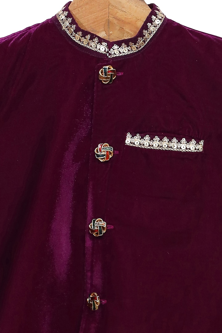 Grey Cotton Silk Kurta Set With Bundi Jacket For Boys by MINIME ORGANICS at Pernia's Pop Up Shop