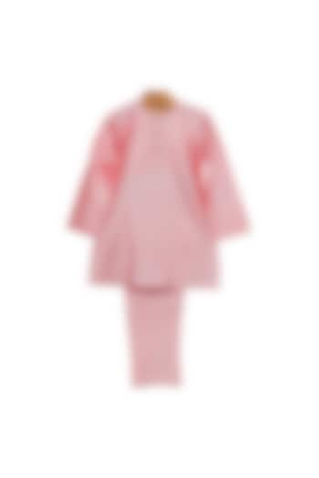 Pink Cotton Silk Kurta Set For Boys by MINIME ORGANICS