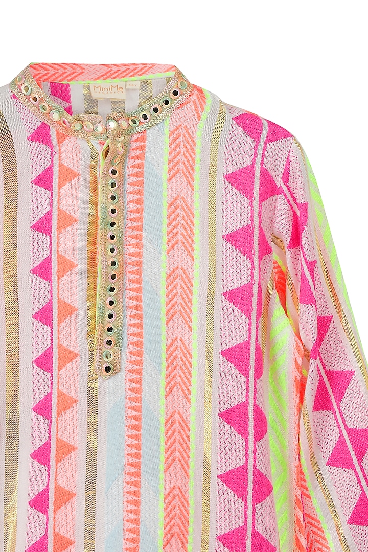 Off-White & Multi-Colored Viscose Lurex Kurta Set For Boys by MINIME ORGANICS at Pernia's Pop Up Shop