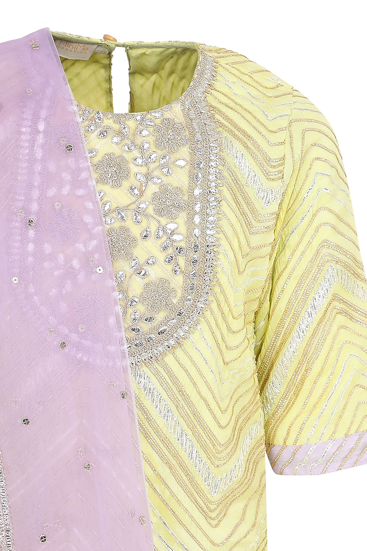 Light Yellow Chinon Sharara Set For Girls by MINIME ORGANICS at Pernia's Pop Up Shop