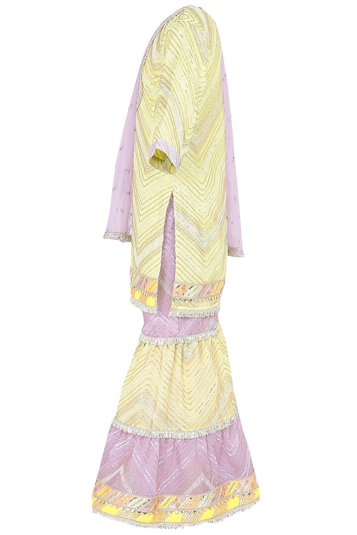 Light Yellow Chinon Sharara Set For Girls by MINIME ORGANICS at Pernia's Pop Up Shop