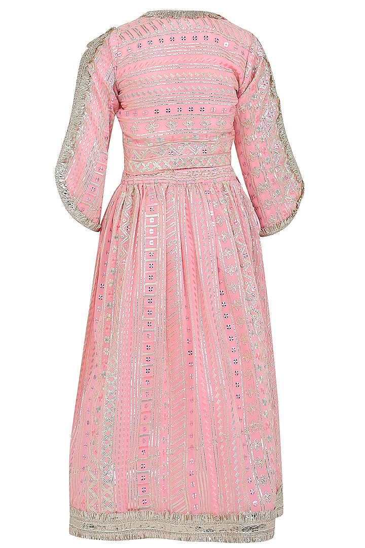 Pink Georgette Chikankari Lehenga Set For Girls by MINIME ORGANICS at Pernia's Pop Up Shop
