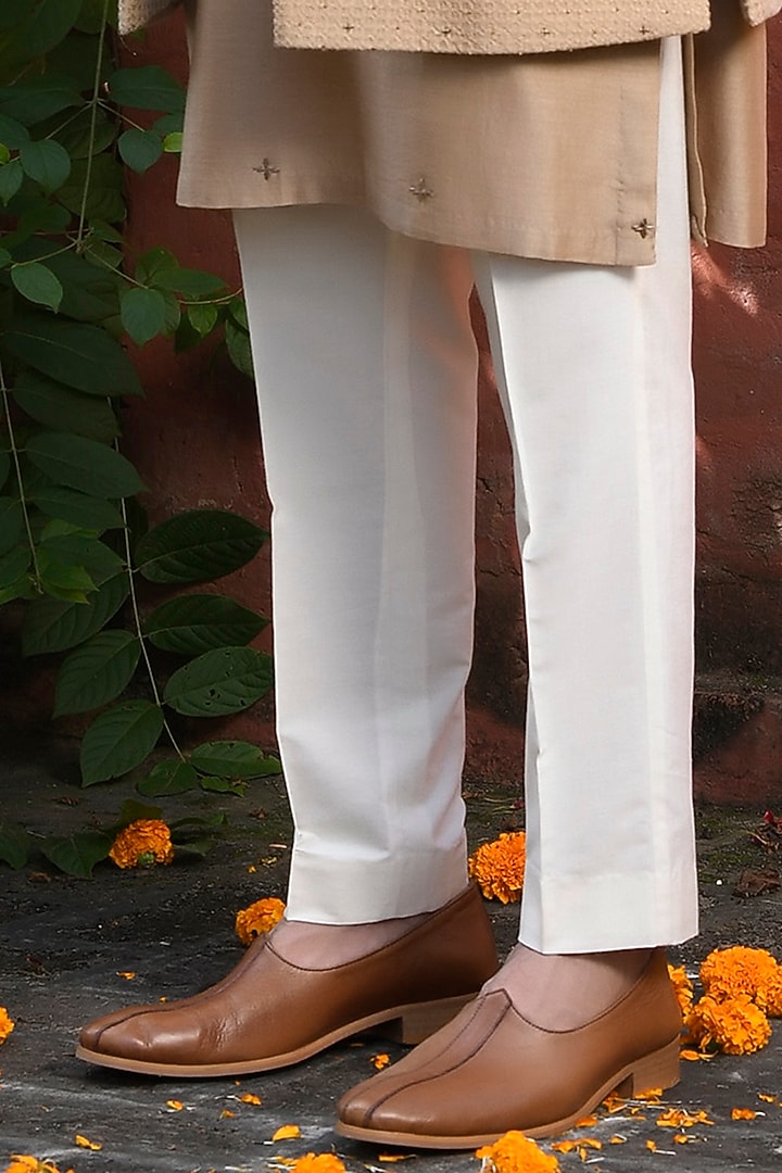 Sand Grey Silk Cutdana & Bead Embellished Achkan Jacket Set by Mint Blush Men at Pernia's Pop Up Shop
