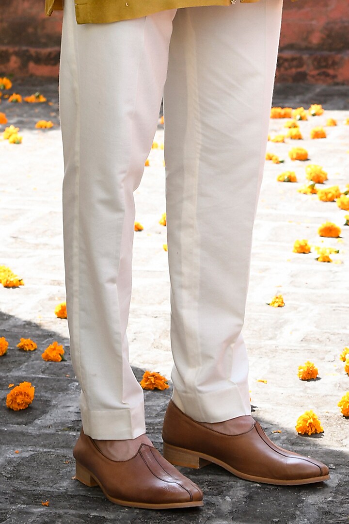 Mustard Silk Cutdana Embellished Crop Jacket Set by Mint Blush Men at Pernia's Pop Up Shop