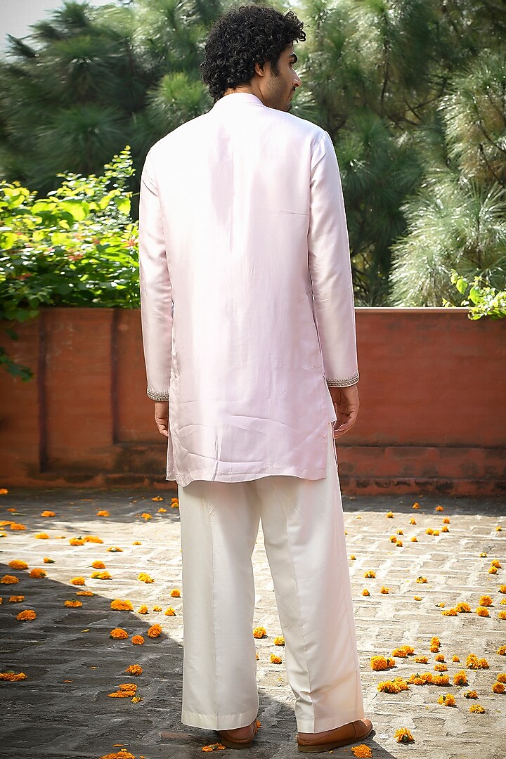 Lilac Silk Cutdana Embroidered Kurta Set by Mint Blush Men at Pernia's Pop Up Shop