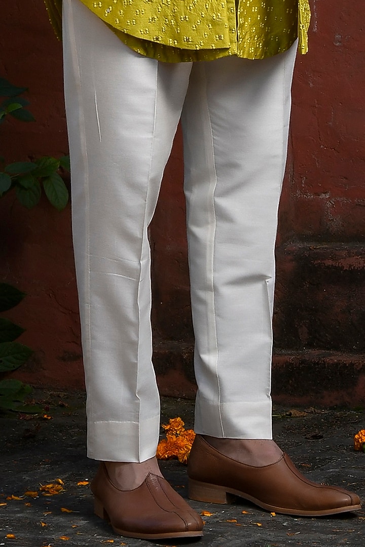Mustard Green Silk Cutdana & Thread Embroidered Wedding Indowestern Set by Mint Blush Men at Pernia's Pop Up Shop
