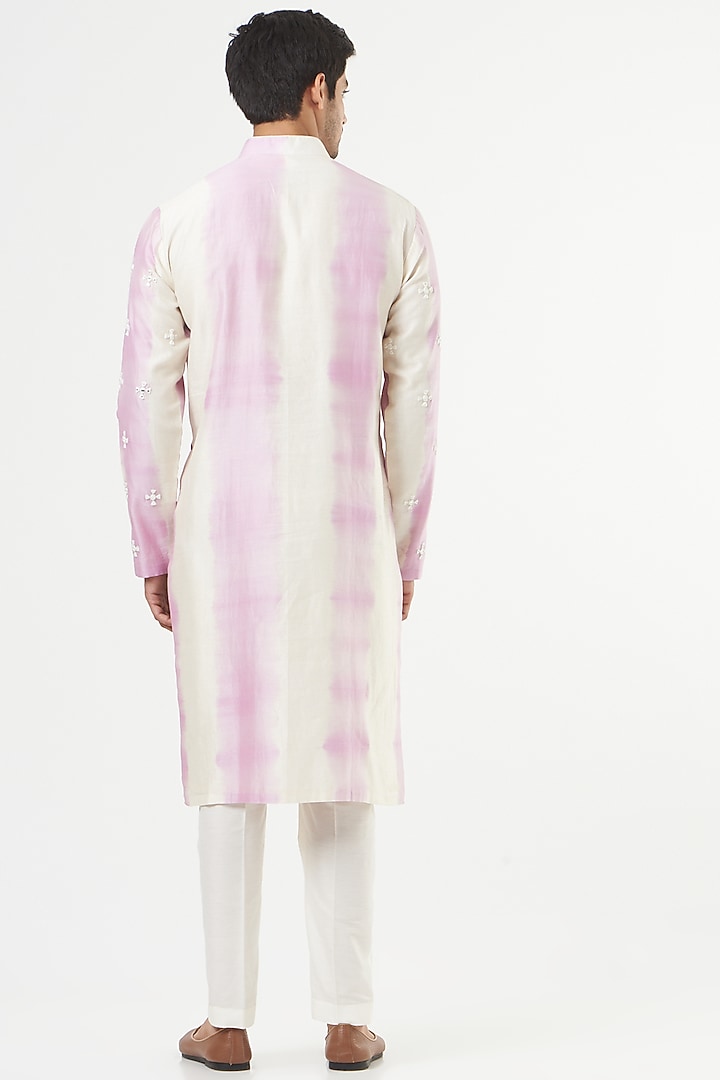 Purple & White Tie-Dyed Kurta Set by Mint Blush Men at Pernia's Pop Up Shop