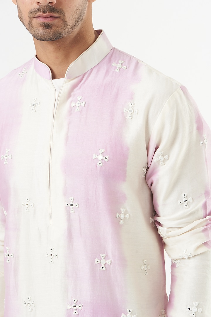 Purple & White Tie-Dyed Kurta Set by Mint Blush Men at Pernia's Pop Up Shop