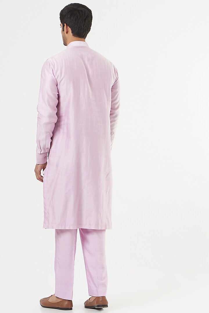 Lilac Kurta Set With Embroidery by Mint Blush Men at Pernia's Pop Up Shop