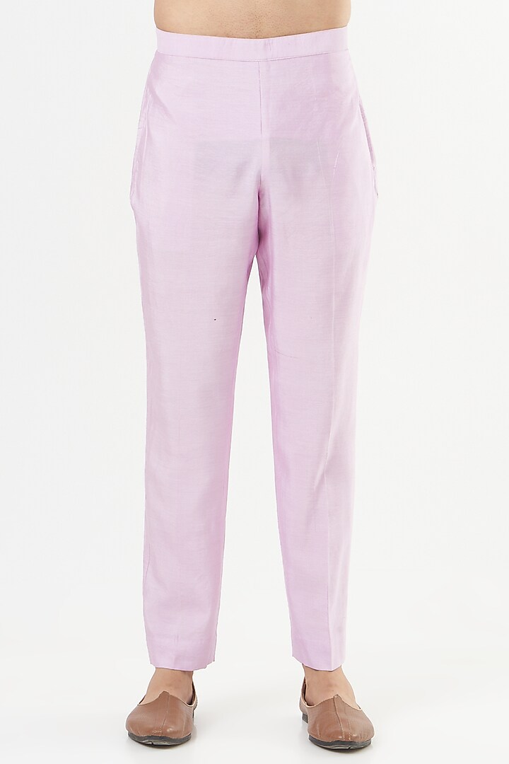 Lilac Kurta Set With Embroidery by Mint Blush Men at Pernia's Pop Up Shop