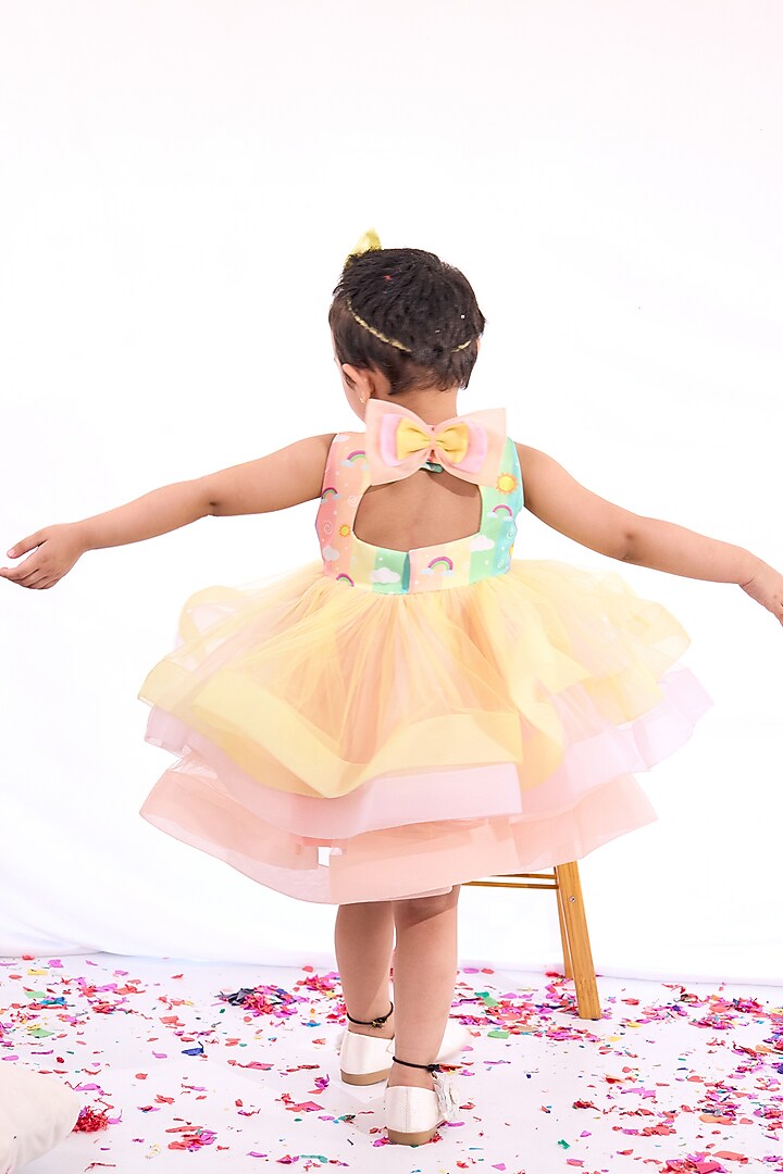 Multi-Colored Soft Tulle Sequins Embroidered Layered Dress For Girls by Mini N More at Pernia's Pop Up Shop