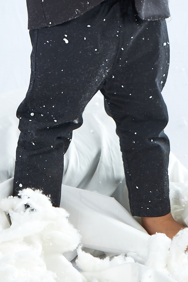 Black Cotton Silk Blend Blazer Set For Boys by Mini N More at Pernia's Pop Up Shop