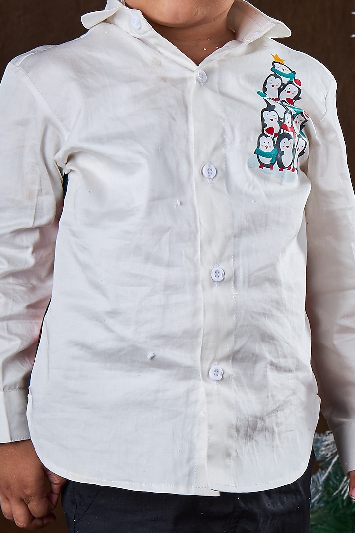 White Cotton Shirt For Boys by Mini N More at Pernia's Pop Up Shop