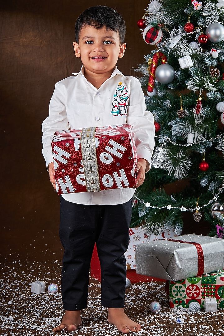 White Cotton Shirt For Boys by Mini N More at Pernia's Pop Up Shop