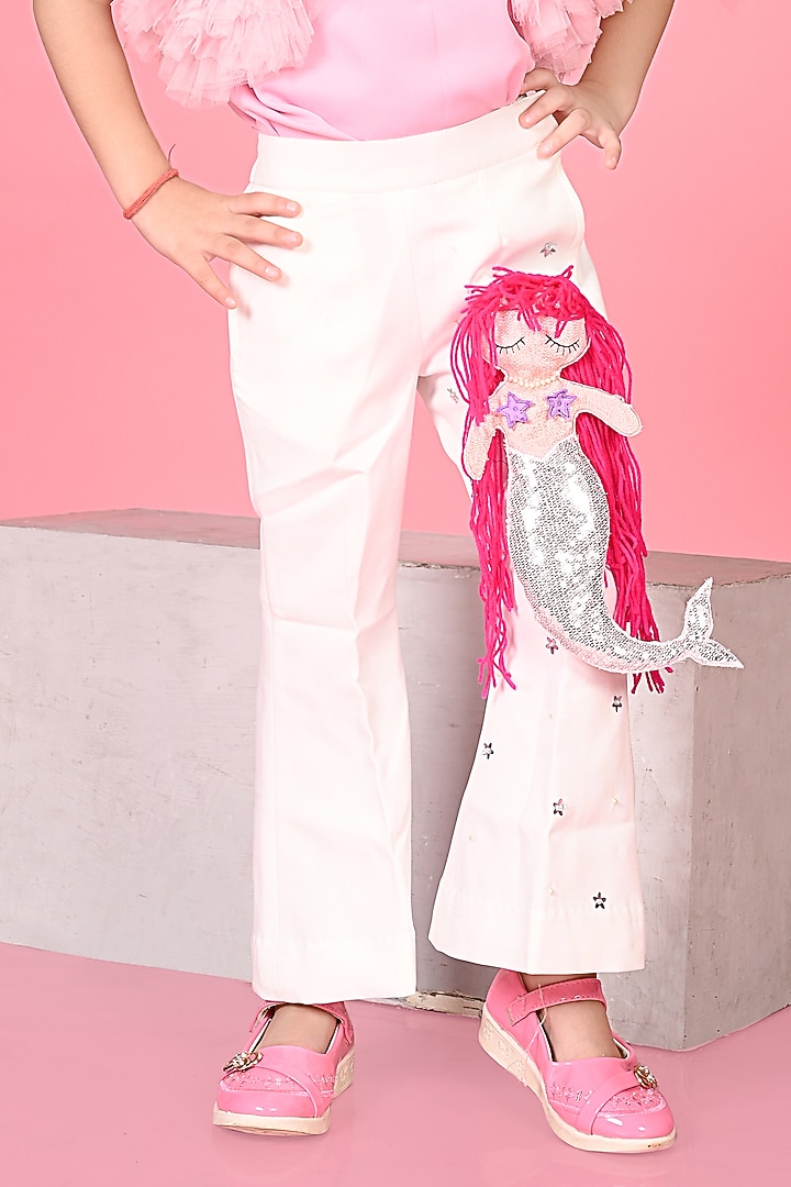 Pink & White Net Ruffled Co-Ord Set For Girls by MISS NAKHREBAAZ at Pernia's Pop Up Shop