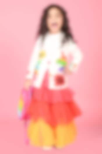 Multi-Colored Net & Japanese Fabric Skirt Set For Girls by MISS NAKHREBAAZ