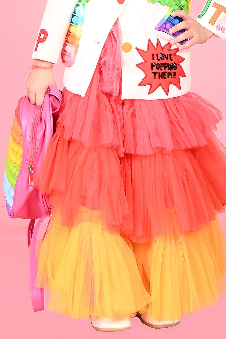 Multi-Colored Net & Japanese Fabric Skirt Set For Girls by MISS NAKHREBAAZ at Pernia's Pop Up Shop