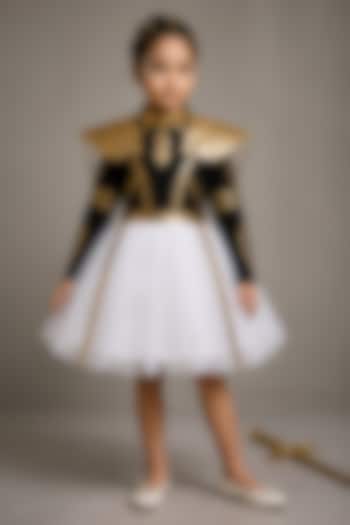 Black & Gold Japanese Embellished Dress For Girls by MISS NAKHREBAAZ at Pernia's Pop Up Shop