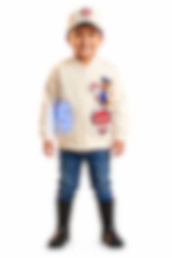 Off-White Japanese Paw Patrol Patch Jacket For Boys by MISS NAKHREBAAZ at Pernia's Pop Up Shop