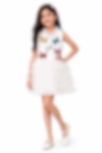 Ivory Japanese Sequin Bow Dress For Girls by MISS NAKHREBAAZ at Pernia's Pop Up Shop