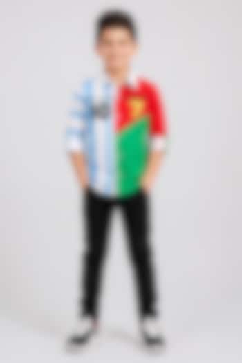 Multicoloured Cotton Customizable Football Tribute Shirt For Boys by MISS NAKHREBAAZ at Pernia's Pop Up Shop