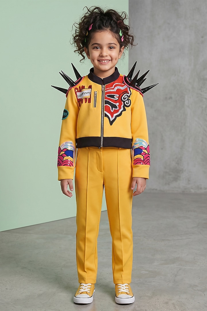Yellow & Black Japanese Co-Ord Set For Girls by MISS NAKHREBAAZ at Pernia's Pop Up Shop