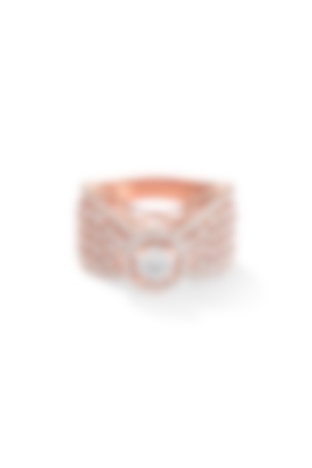 Rose Gold Plated Cubic Zircon Ring in Sterling silver by Mirelle