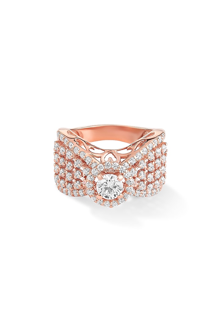 Rose Gold Plated Cubic Zircon Ring in Sterling silver by Mirelle