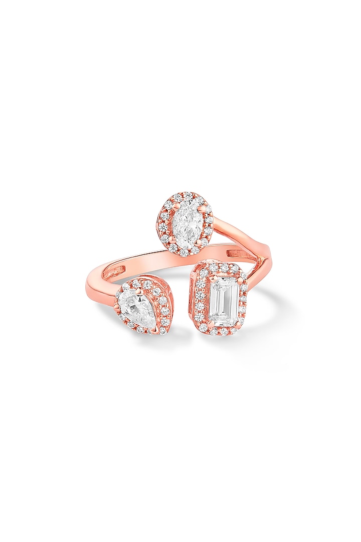 Rose Gold Plated Cubic Zircon Ring In Sterling silver by Mirelle