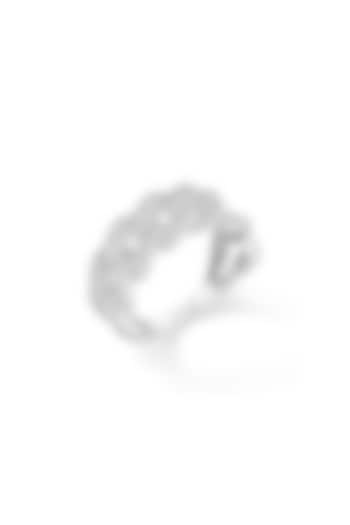 White Rhodium Plated Cubic Zircon Ring In Sterling Silver by Mirelle