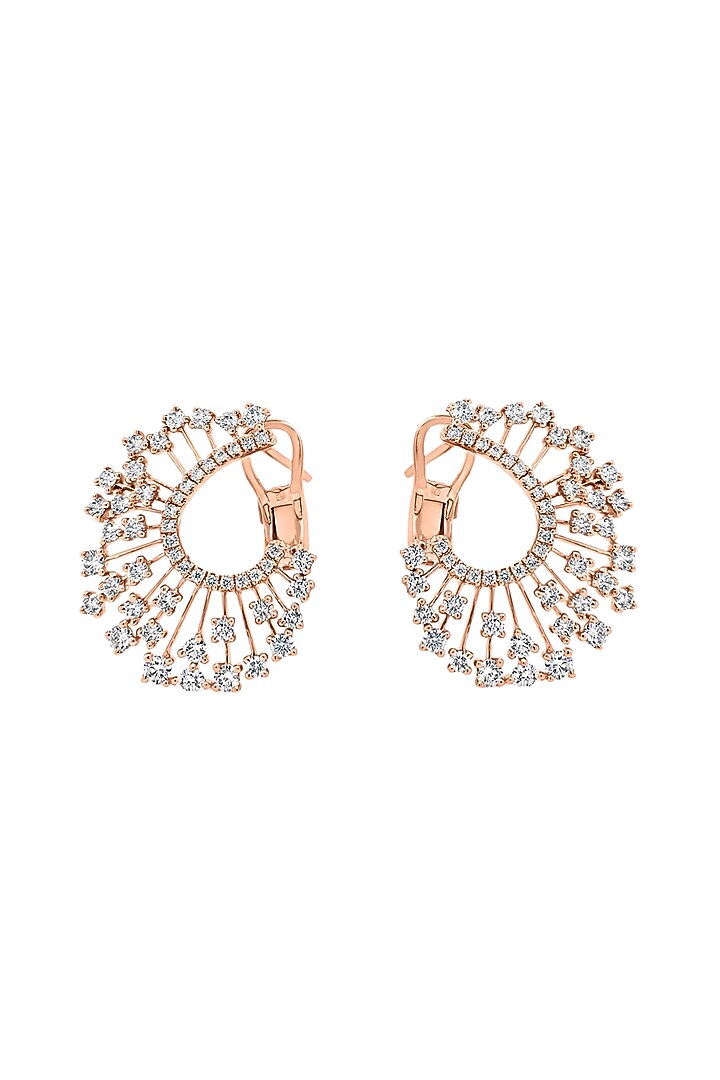 Rose Gold Plated Cubic Zircon Hoop Earrings In Sterling Silver by Mirelle at Pernia's Pop Up Shop
