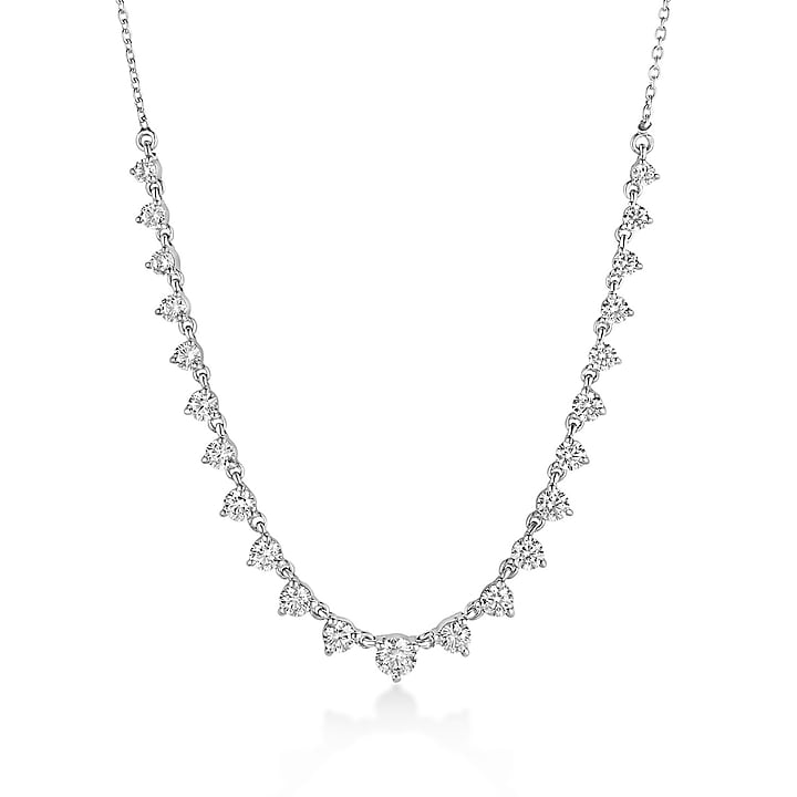 White Rhodium Plated Cubic Zircon Necklace In Sterling Silver by Mirelle
