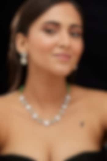 Gold Plated Moissanite Polki & Green Beaded Necklace Set In Sterling Silver by Mirelle at Pernia's Pop Up Shop