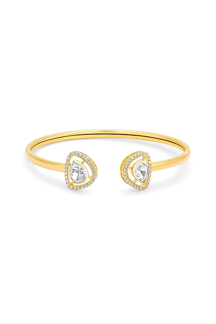 Gold Plated Moissanite Polki Bracelet In Sterling Silver by Mirelle at Pernia's Pop Up Shop