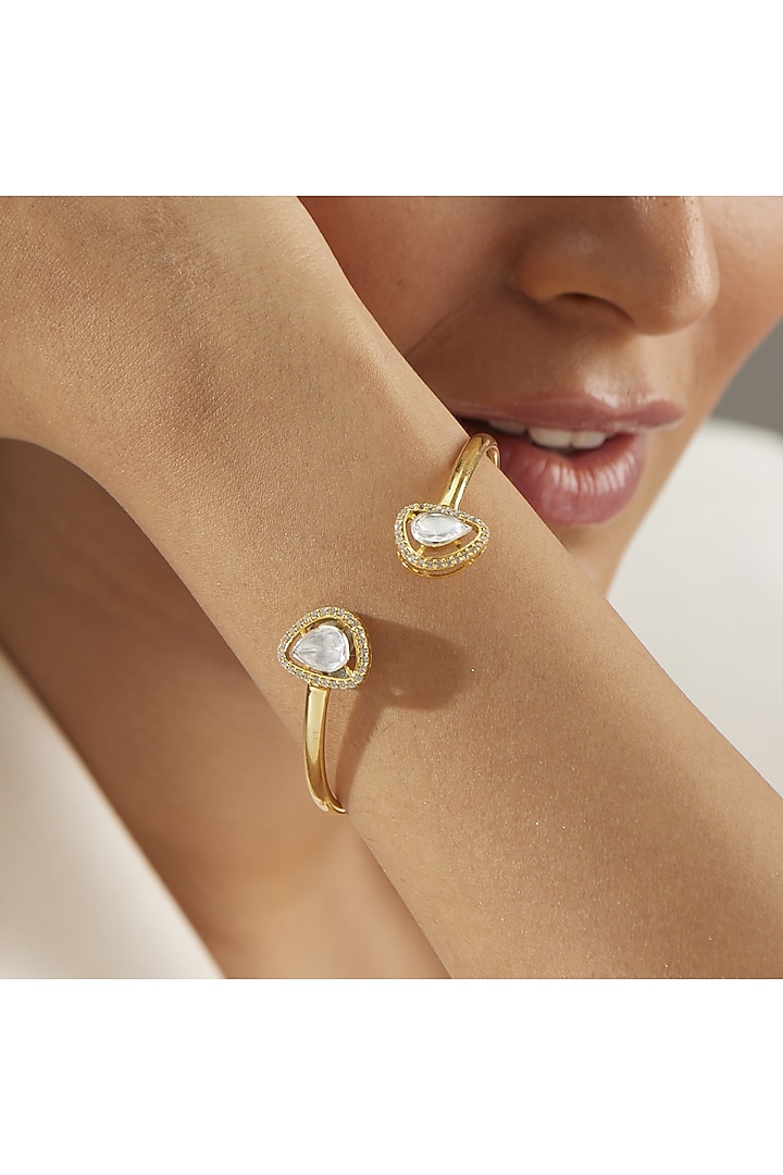 Gold Plated Moissanite Polki Bracelet In Sterling Silver by Mirelle at Pernia's Pop Up Shop