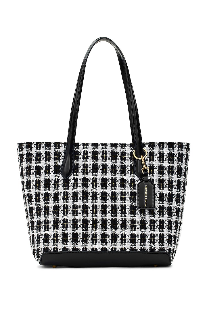 Black Tweed & Faux Leather Frida Tote Bag by Miraggio at Pernia's Pop Up Shop
