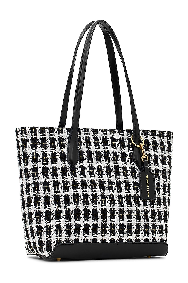Black Tweed & Faux Leather Frida Tote Bag by Miraggio at Pernia's Pop Up Shop