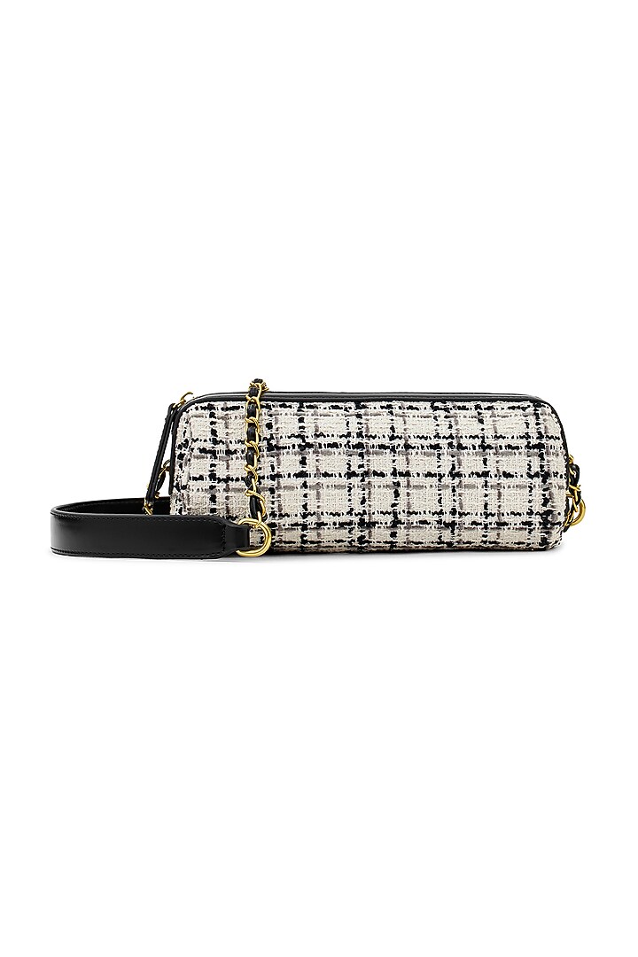 White Tweed & Faux Leather Nova Crossbody Bag by Miraggio at Pernia's Pop Up Shop