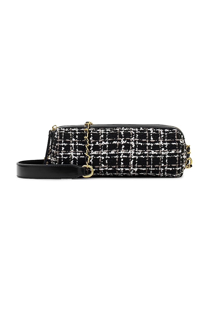 Black Tweed & Faux Leather Nova Crossbody Bag by Miraggio at Pernia's Pop Up Shop