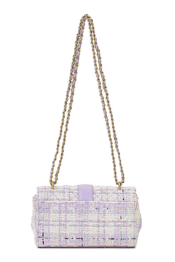 Purple Tweed & Faux Leather Estelle Sling Bag by Miraggio at Pernia's Pop Up Shop