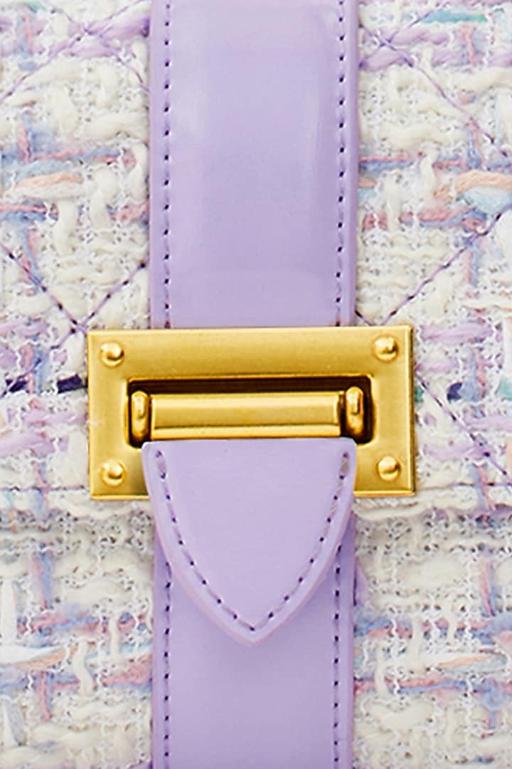 Purple Tweed & Faux Leather Estelle Sling Bag by Miraggio at Pernia's Pop Up Shop